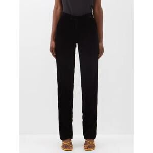 Staud Tosca Straight Leg Black Velvet Pants Size 10
